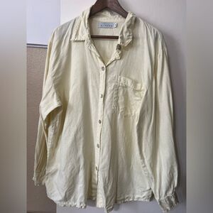 Willow Men's Light Yellow Casual Button-Down Shirt SzS 100% Linen Classic